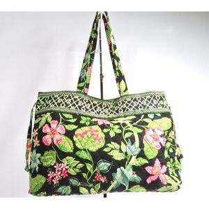 Vera Bradley BOTANICA Green Pink Floral Cotton Tote Retired Pattern Rare